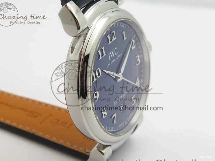MIROTIME 0201 Da Vinci IW356601 SS TW 1:1 Best Edition Blue Dial On Black Leather Strap A Durable 7239